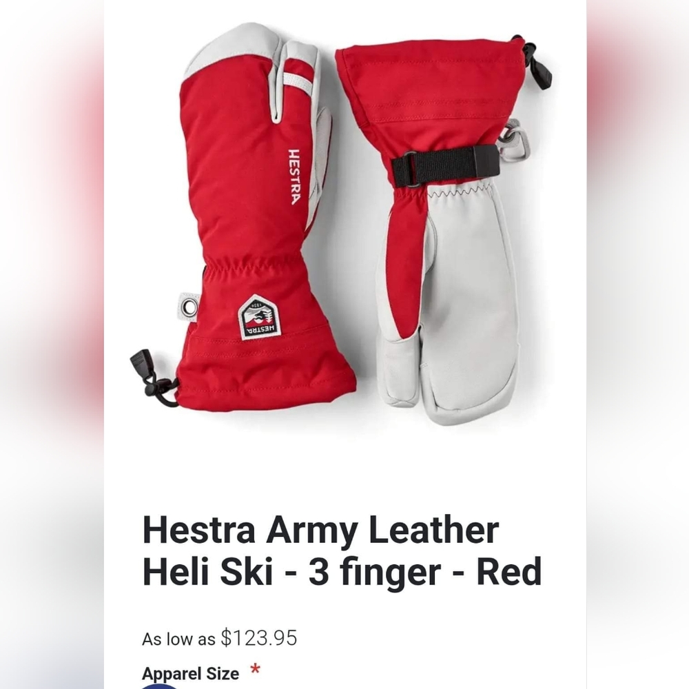 Men's Hestra Ski Mittens/Gloves Size 11